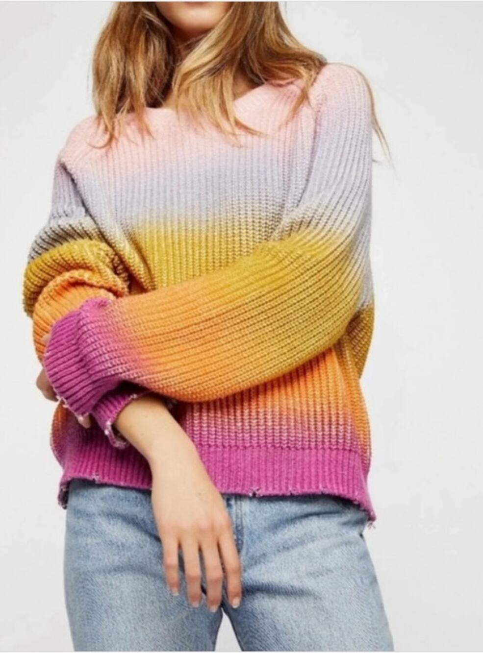 Zadig & Voltaire Womens Knit Sweater Size S Ribbed Relaxed Kary Rainbow Ombre